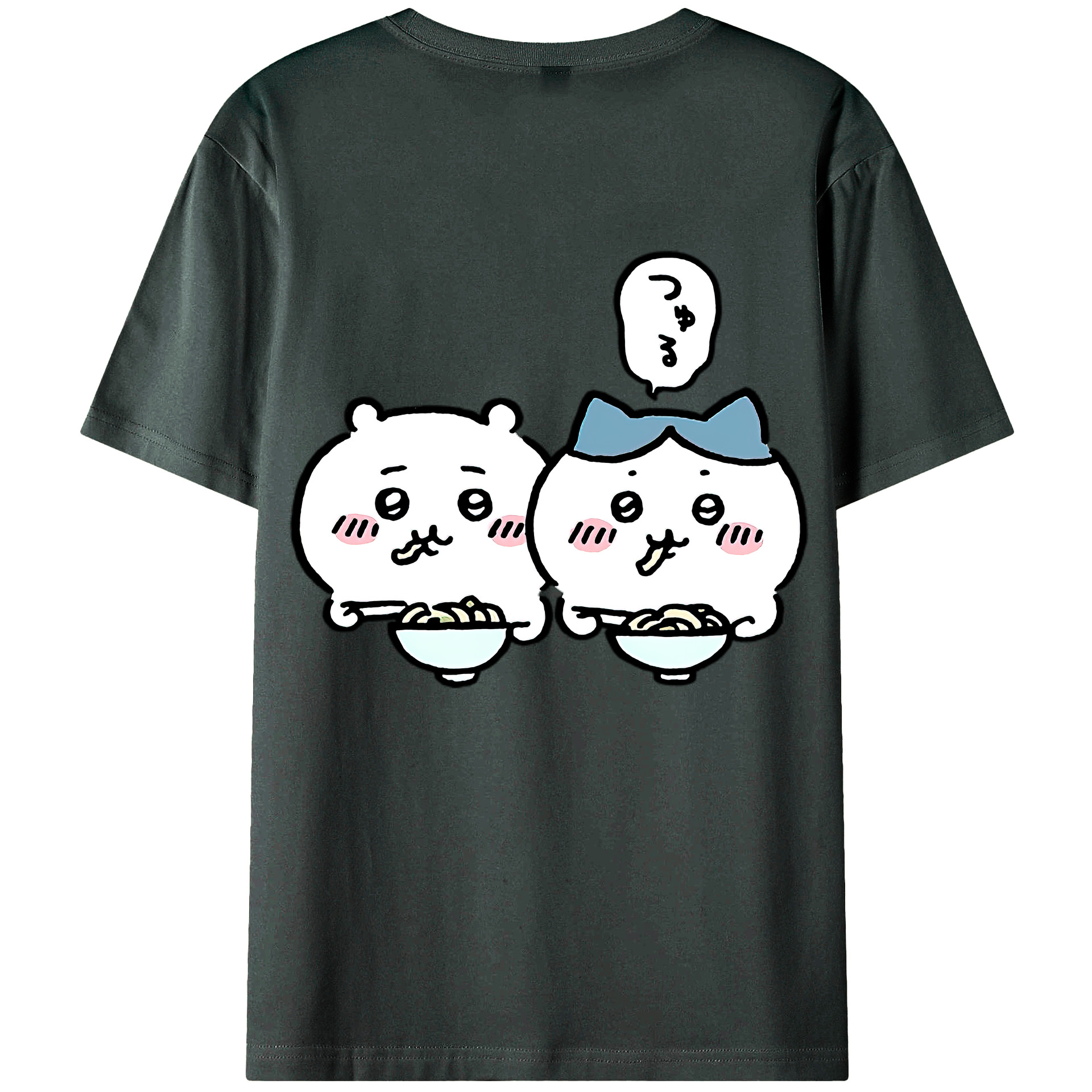 （画像用） ちいかわ ハチワレ Chii-kawa hachiware 綿100％ メンズ半袖Tシャツ（バックプリント） 通気性